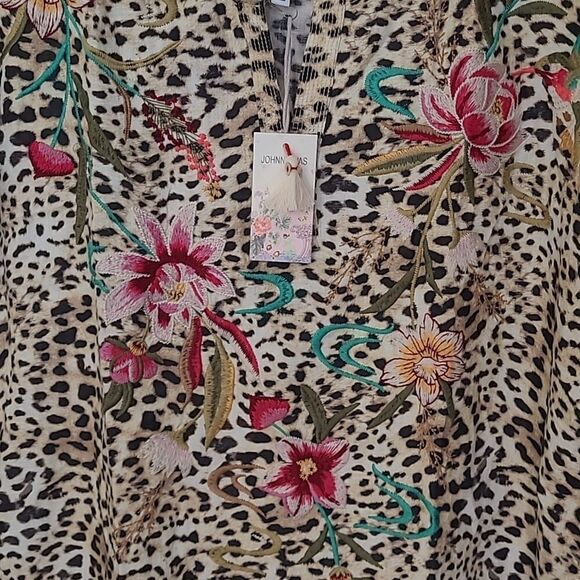 $295 JOHNNY WAS XL NEW LEOPARD EMBROIDERED MAISIE TUNIC DRESS extra large NWT - Picture 7 of 13